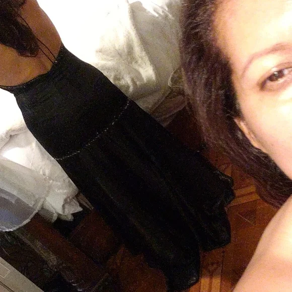 Black sateen long  dress #001 - Picture 5 of 8